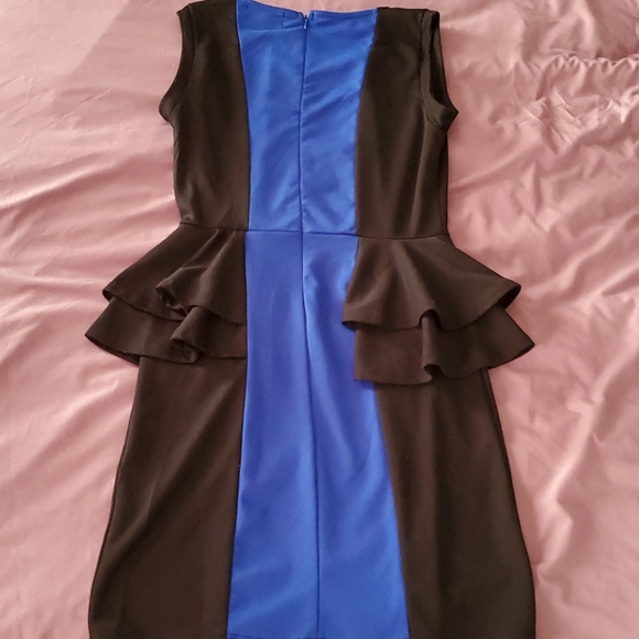 Blue and black peplum dress - Picture 3 of 4